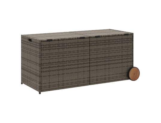 VIDAXL - Coffre Boîte de rangement de jardin et roues gris 283l résine tress...
