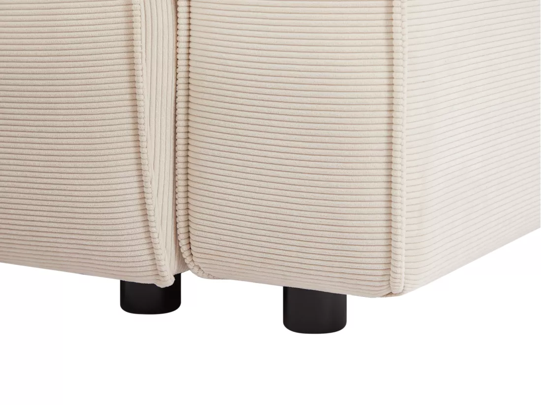 Grand canapé d'angle gauche et pouf en velours côtelé beige BORORE de Pascal Morabito