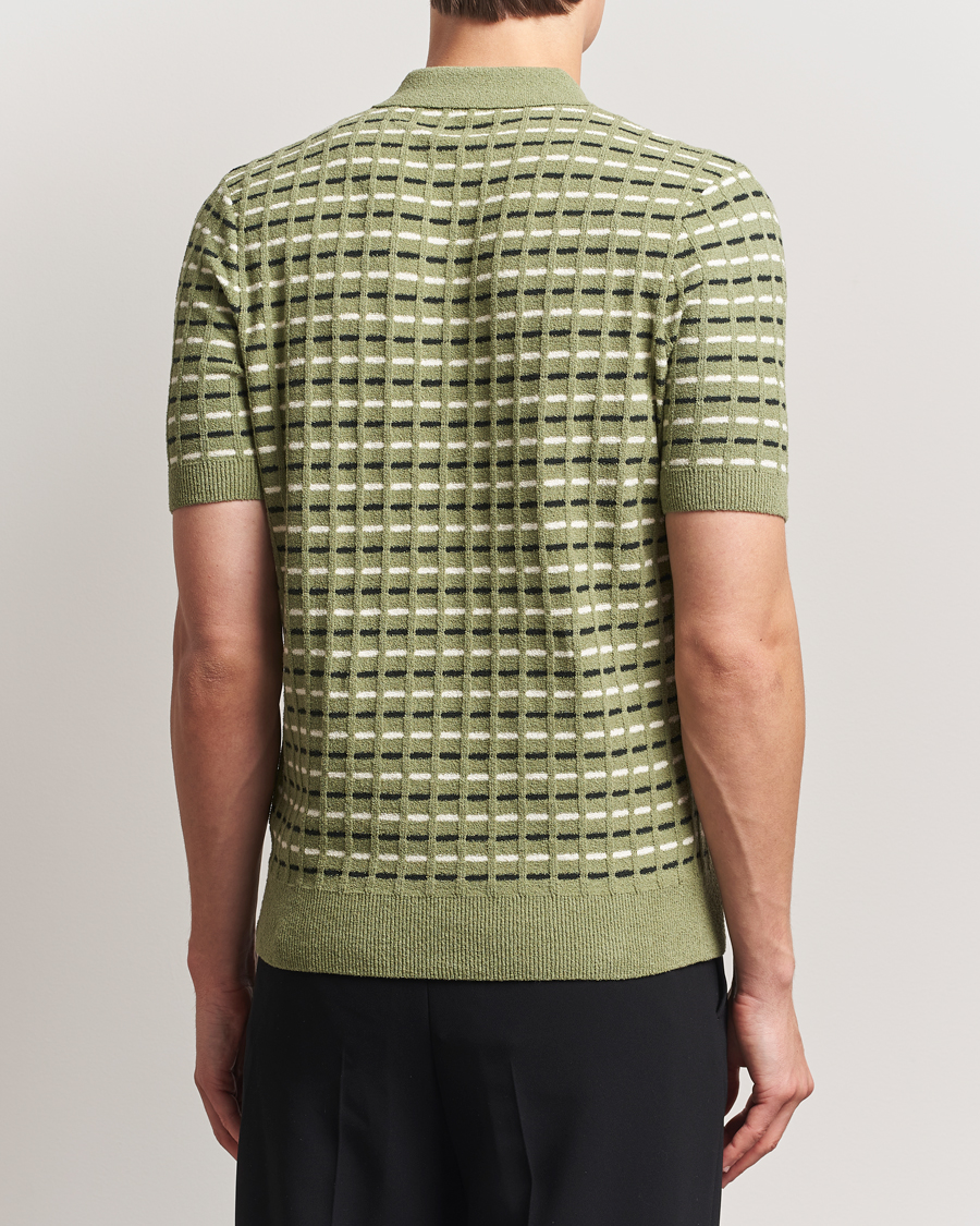 Fred Perry Bouclé Ribbed Knitted Polo Olive Mint