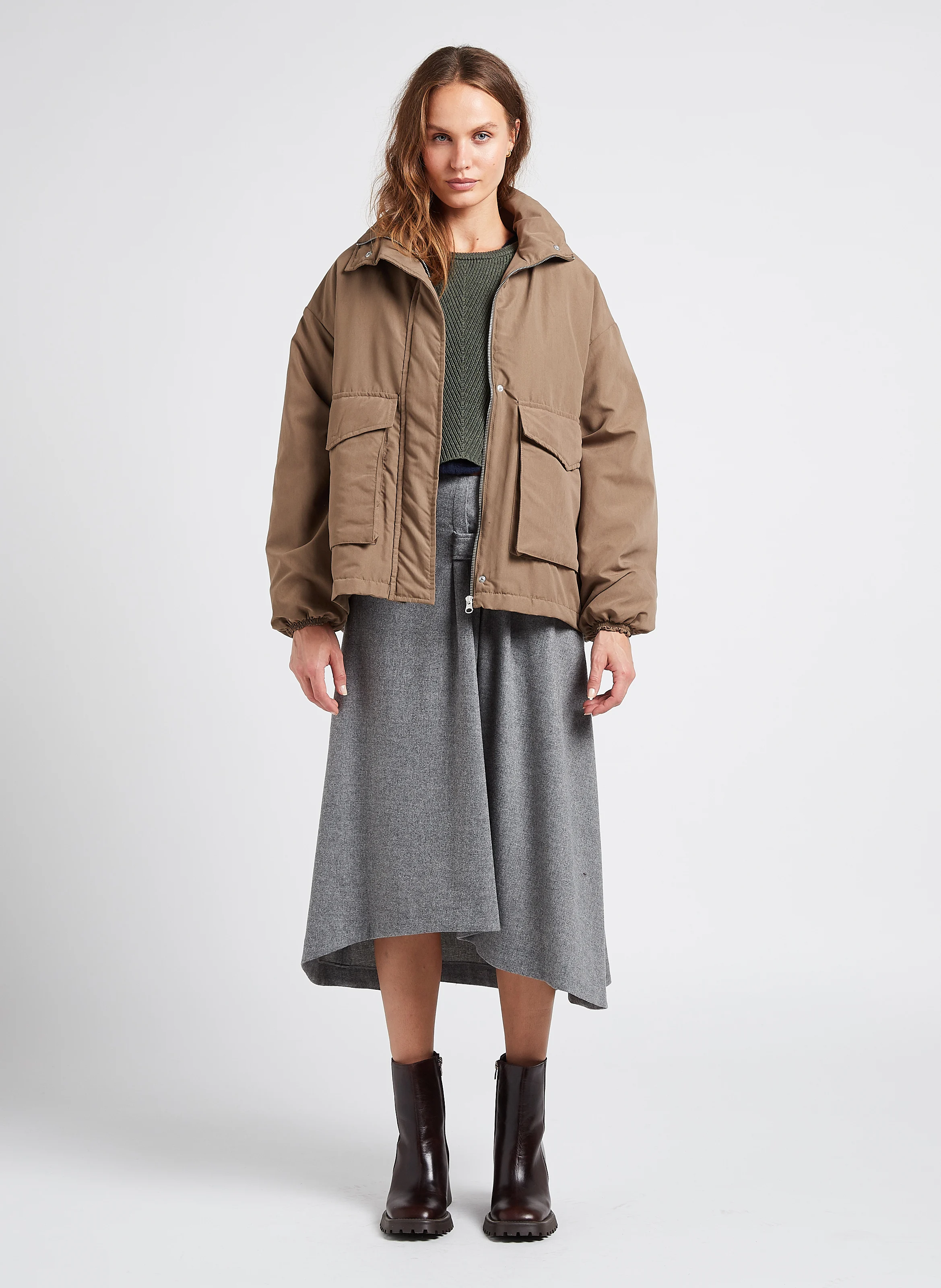 HARDIN - Veste ample col montant| Beige