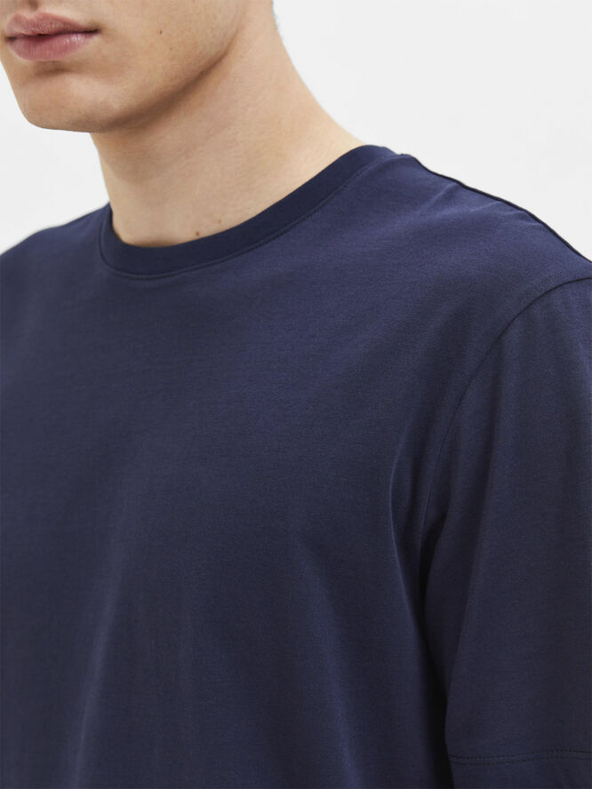 Selected Homme SLHASPEN SS O-NECK TEE W NOOS Blå