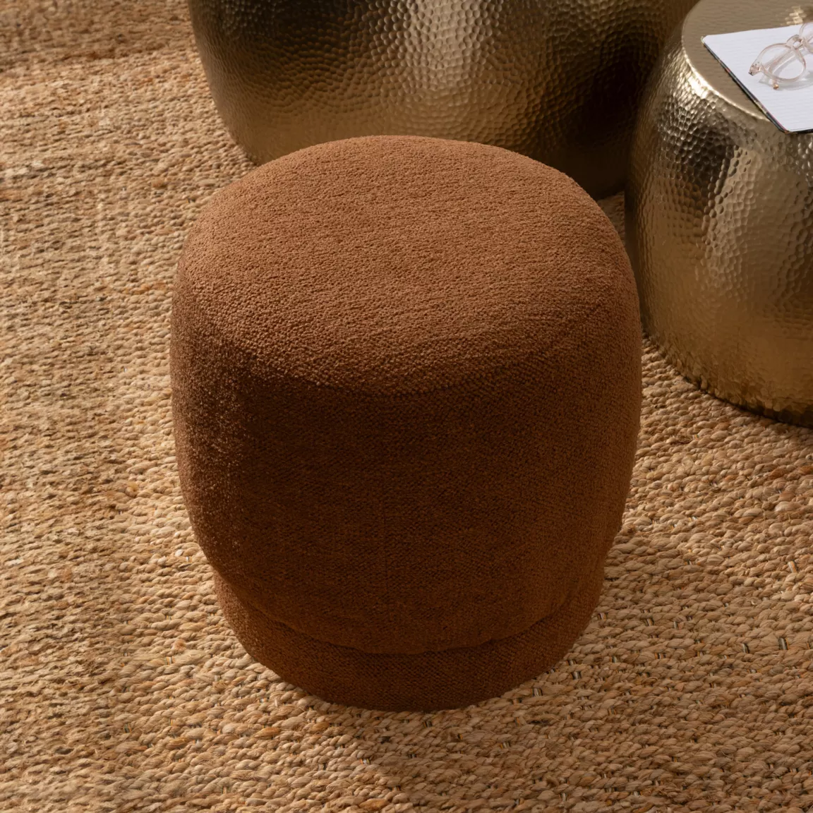 Pouf bouclette (D39 cm) Améa Orange