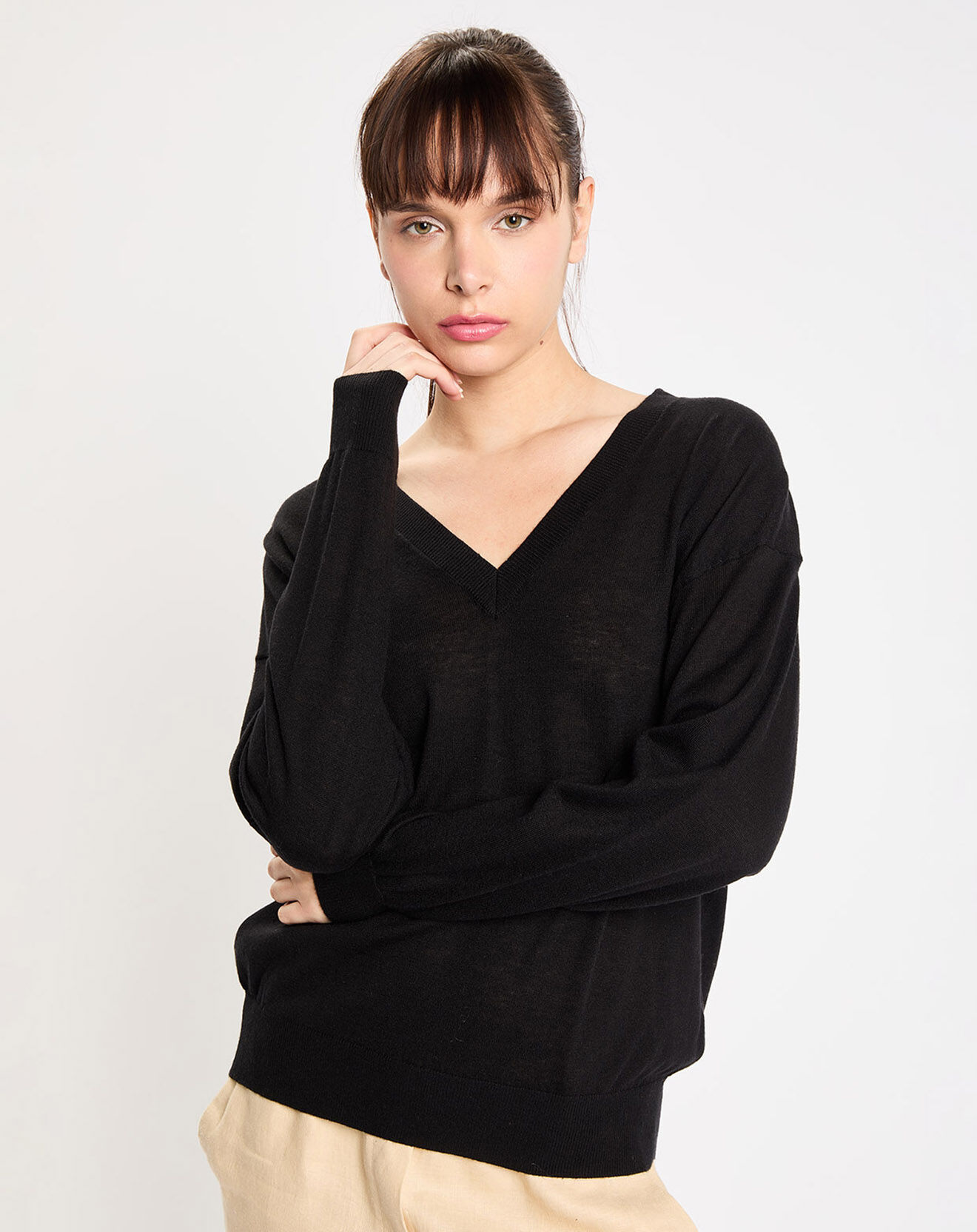 Jodhpur Pull en Laine & Soie Agnès noir