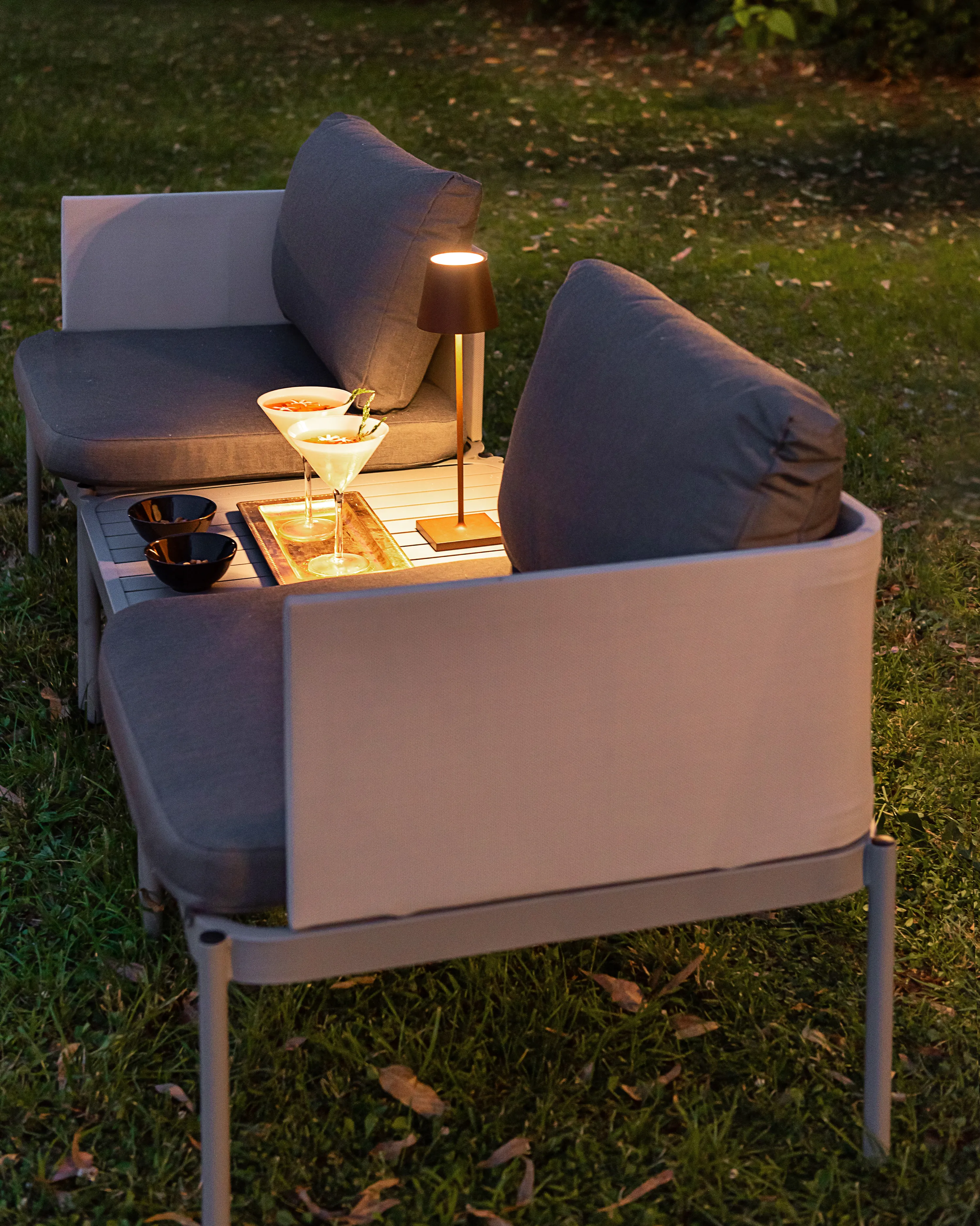 Loungeset met tafel 2-zits TERRACINA Metaal Lichtgrijs
