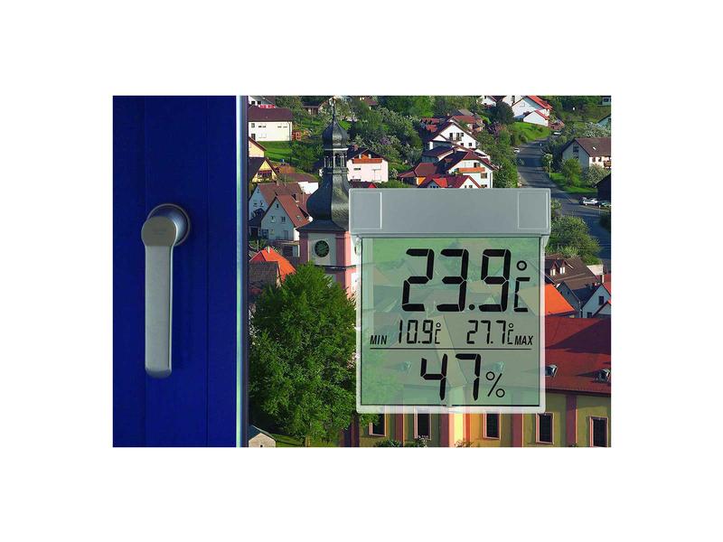TFA Dostmann Fenster-Thermo-Hygrometer Vision mit grossem D Digitales Thermo-Hygrometer mit grossem Display