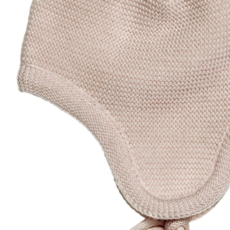 Mütze Merinowolle mit Ohren beige-mélange