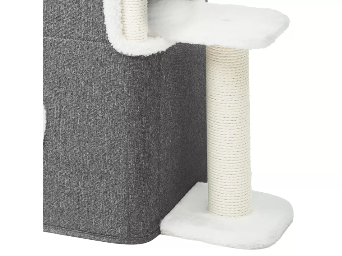 YITAHOME Maison pour Chat - Niche Chat Interieur - 58 * 35 * 63cm - Gris - Lit Chat - Cabane Chat - Arbre à Chat