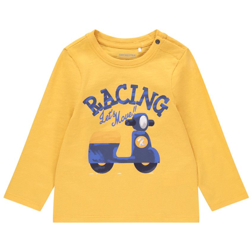 T-shirt manches longues en coton print scooter - Jaune