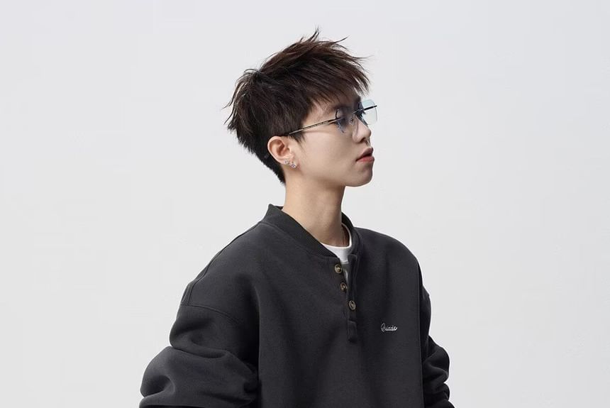 Ateso - Henley Letter Geborduurd Sweatshirt