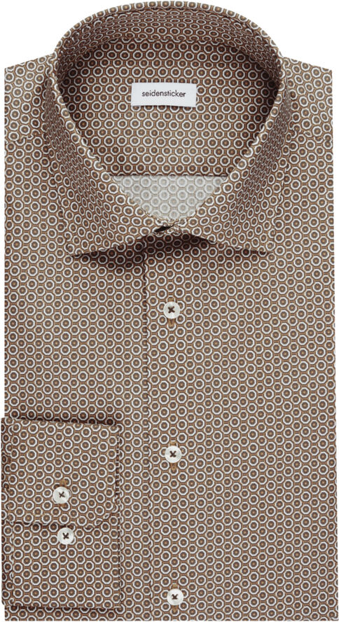 Seidensticker Performance shirt Slim Long sleeve Kent-Collar Print Grey