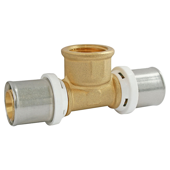 Té femelle à sertir pour tube Multicouche Ø20 - femelle au centre 15/21 (1/2