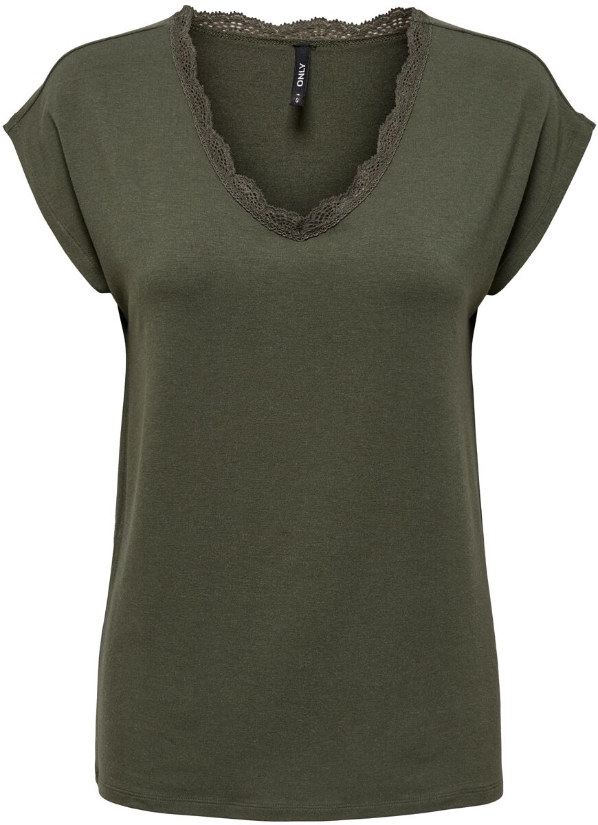 Onlmoster S/S Lace V-Neck Top CS | Only T-Shirt Manches courtes