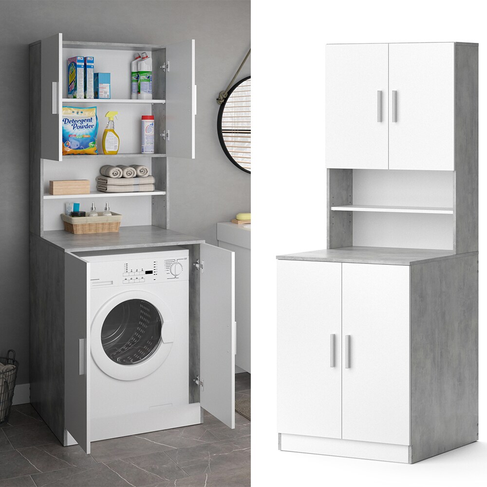 Vicco Waschmaschinenschrank Badschrank Hochschrank Liana beton Badregal Überbau