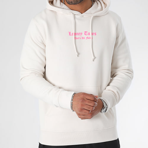 Sweat Capuche Angry Bugs Bunny Beige Rose Fluo