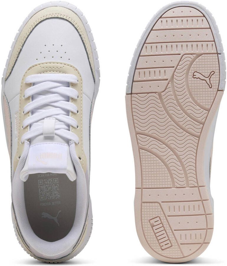 Puma Carina Mia leren sneakers wit lichtgeel lichtroze