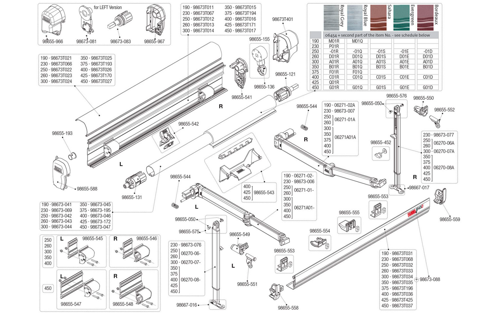 Fiamma Arm links für Markise F45s 150-190 - Fiamma Ersatzteilnummer 06271-02-
