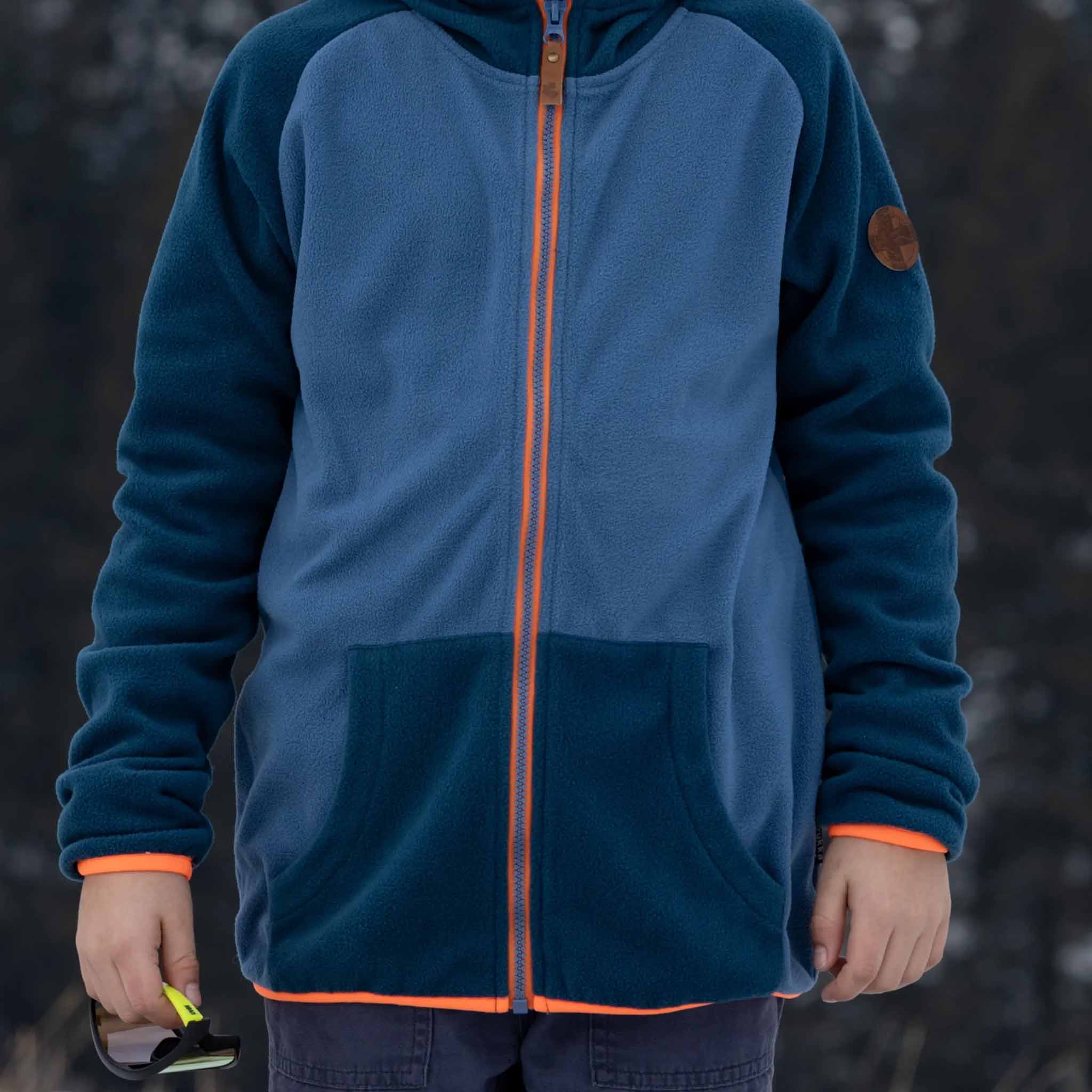 Kinder Fleece Zip-Hoodie Erik Majolica Blue