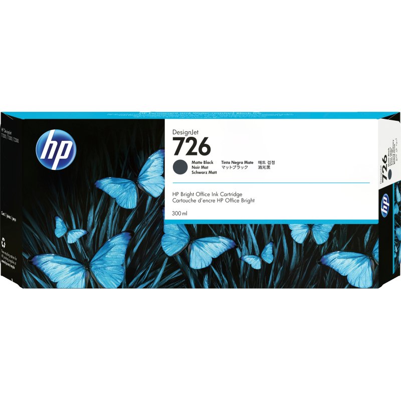HP 726 cartouche d'encre DesignJet noir mat, 300 ml