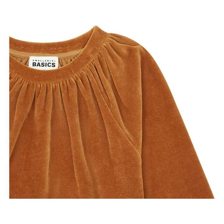 SMALLABLE BASICS Sweat Fille Col Rond en Velours | Noisette