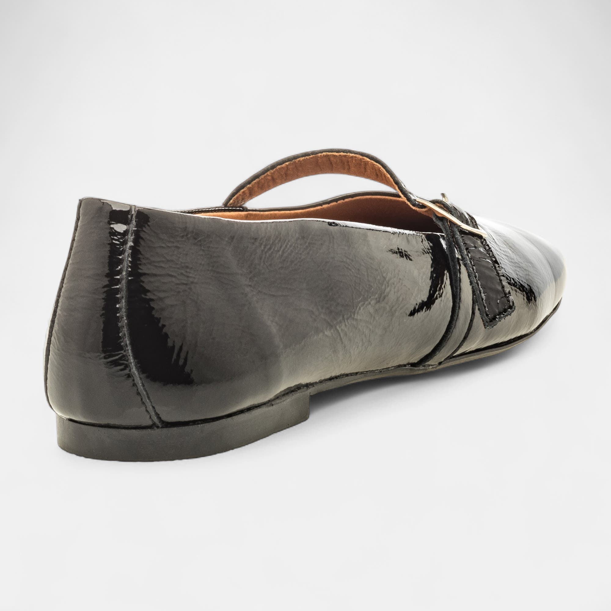 Ballerines Femme en cuir noir vernis