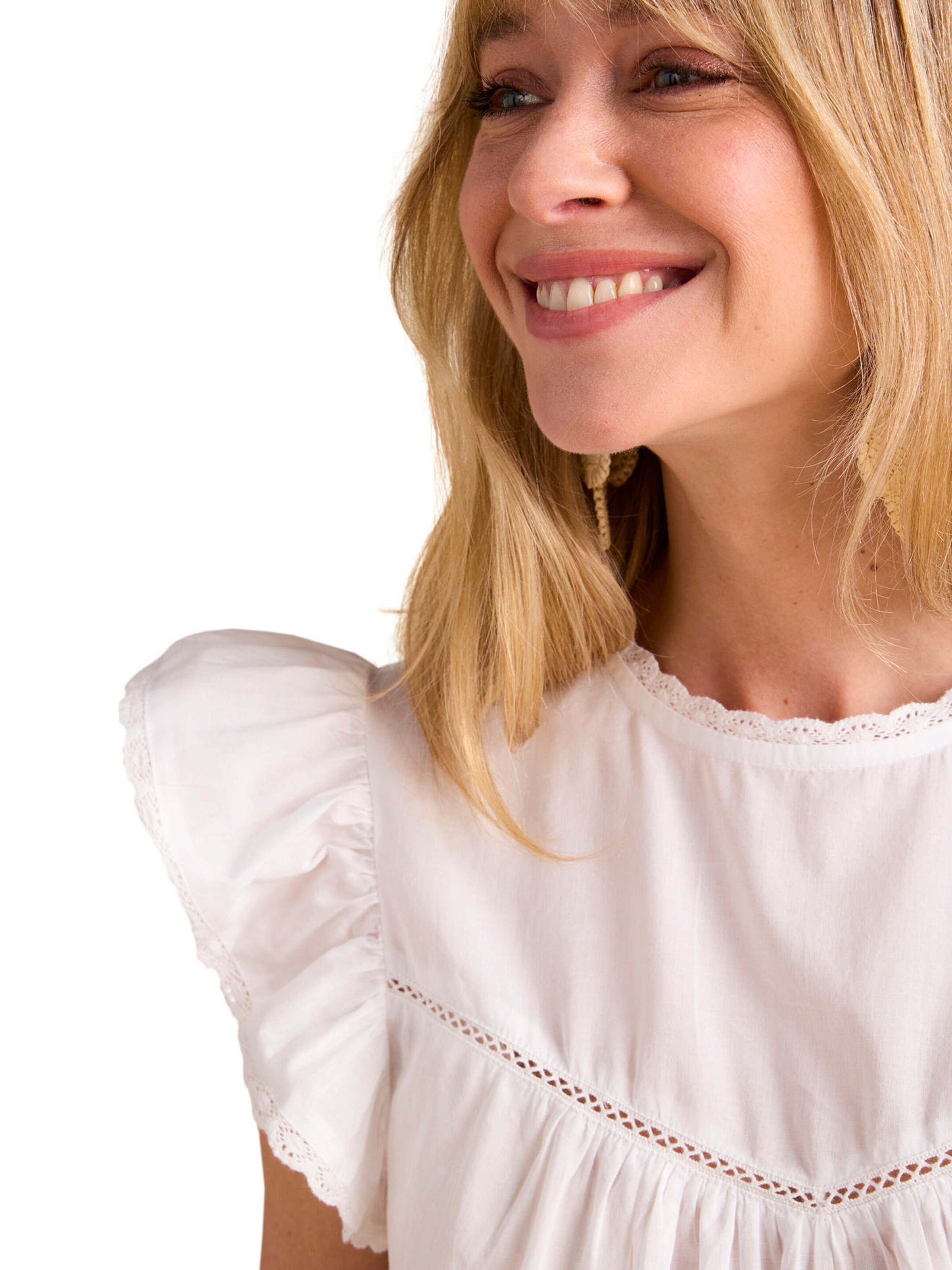 Envie de Fraise Leichte Umstandsbluse mit Spitzendetails wollweiß