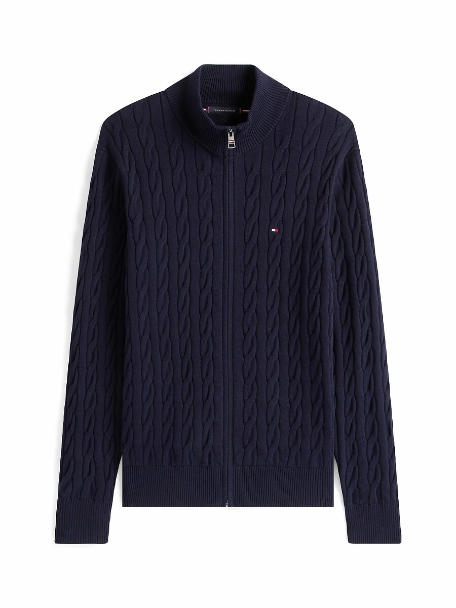 TOMMY HILFIGER<br>Cardigã com zíper e tranças