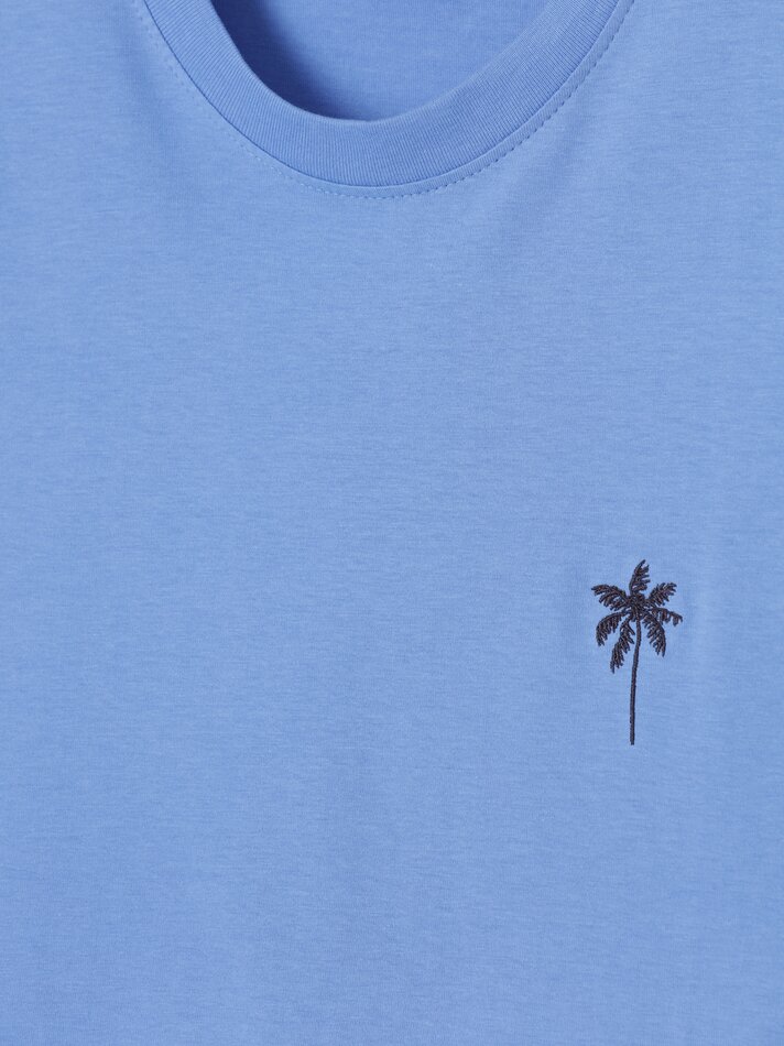 Camiseta bordada - Índigo lavado