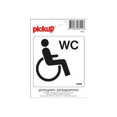 Pickup - Plaque de signalisation - 100 x 100 mm - autocollant - WC (handicapés)