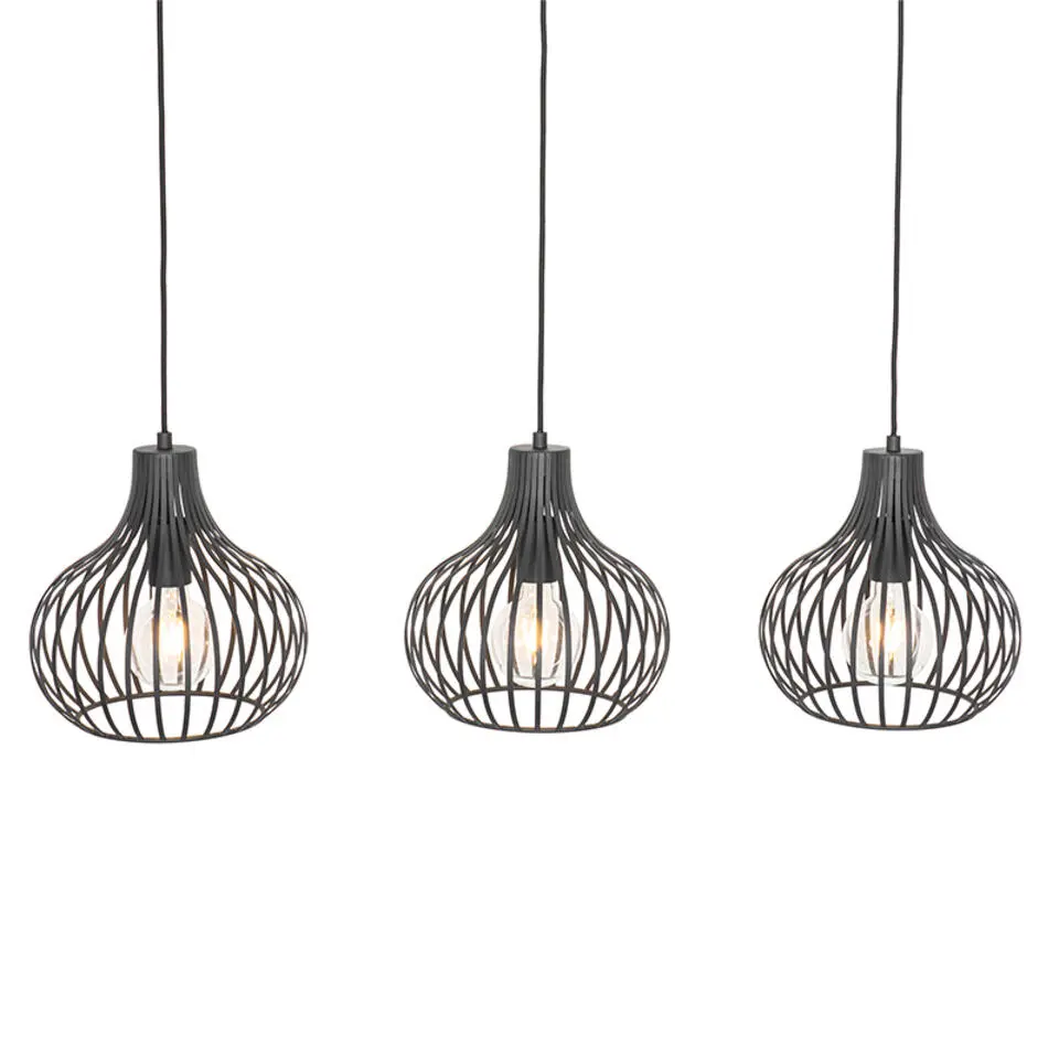 Qazqa hanglampen saffira zwart e27