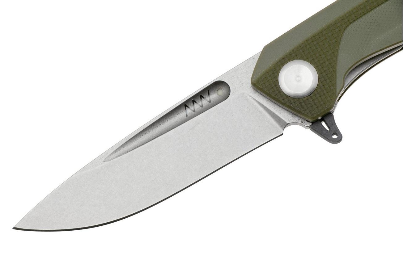 ANV Z200 PLUS-005, Stonewashed Sleipner, Olive G10 zakmes