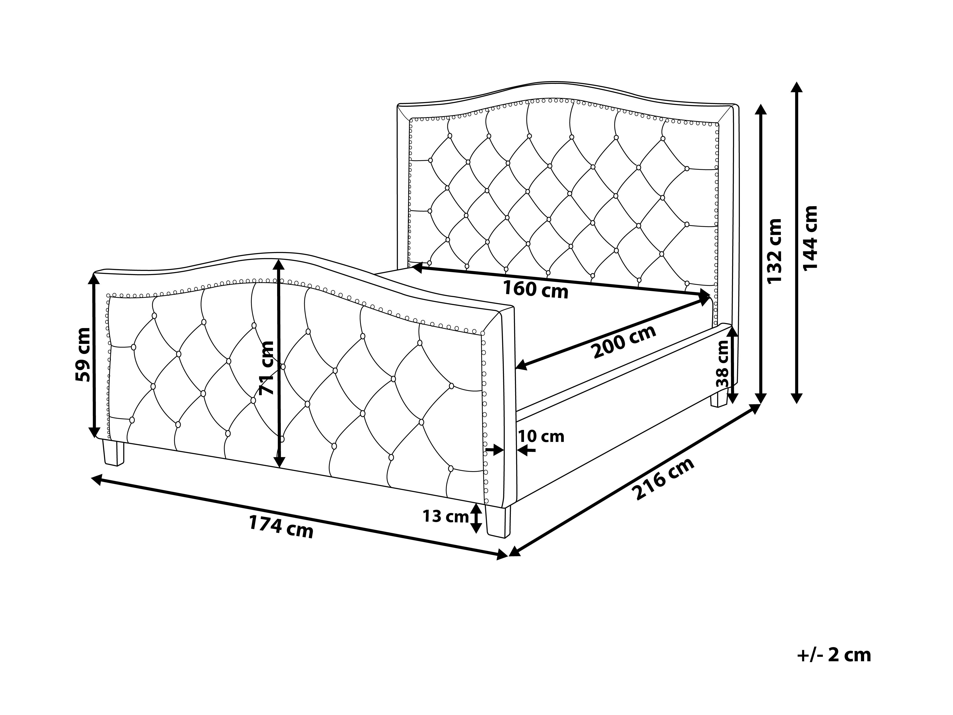 Bed Stof AUREL 160 x 200 cm Beige
