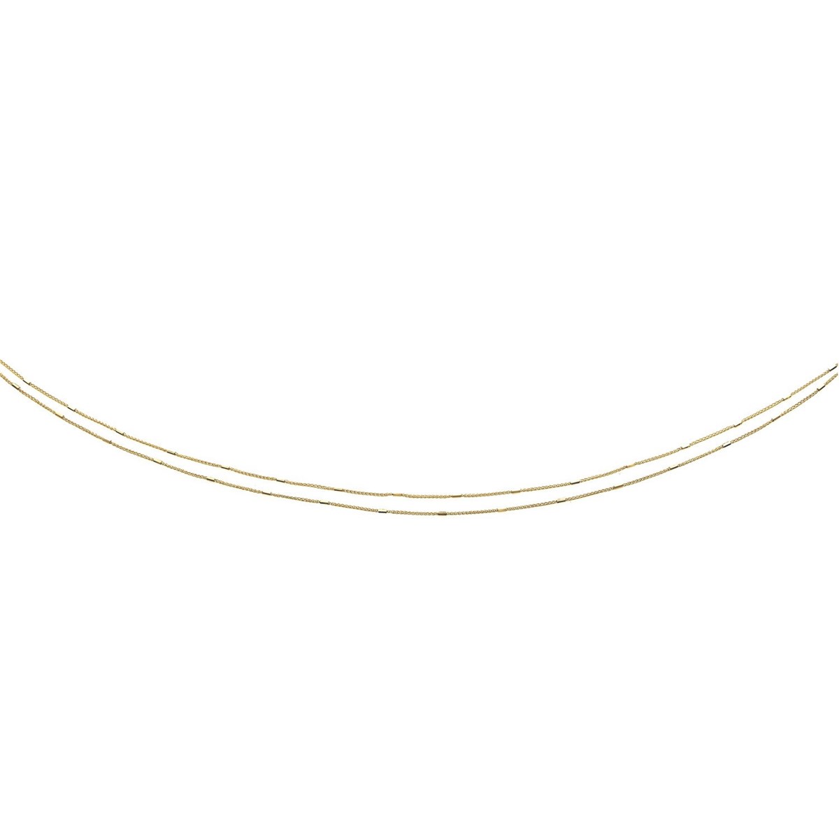 Collier chaine deux rangs tubes or jaune 18 carats