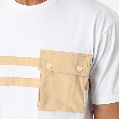 Tee Shirt Poche Blanc Beige