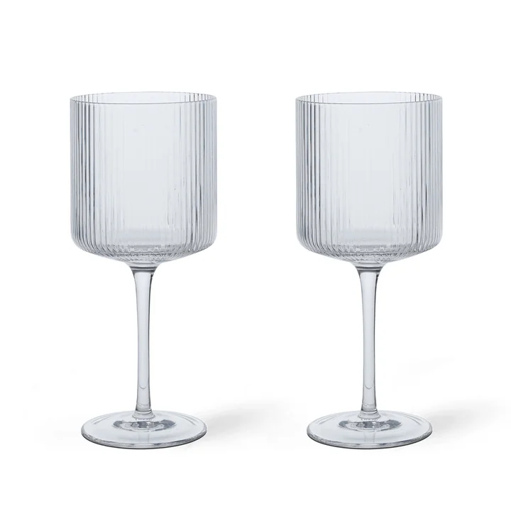 Ferm Living - Ripple Rotweinglas, klar (2er-Set)