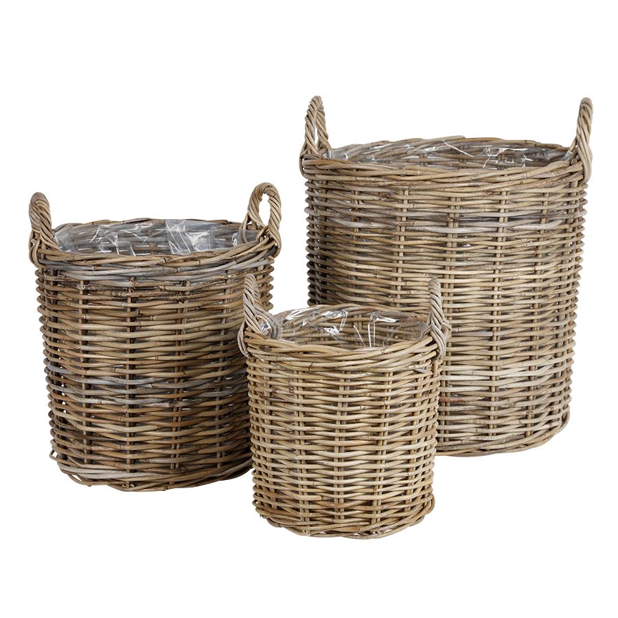 Weidenkörbe Rund Natural-Grey 3er-Set