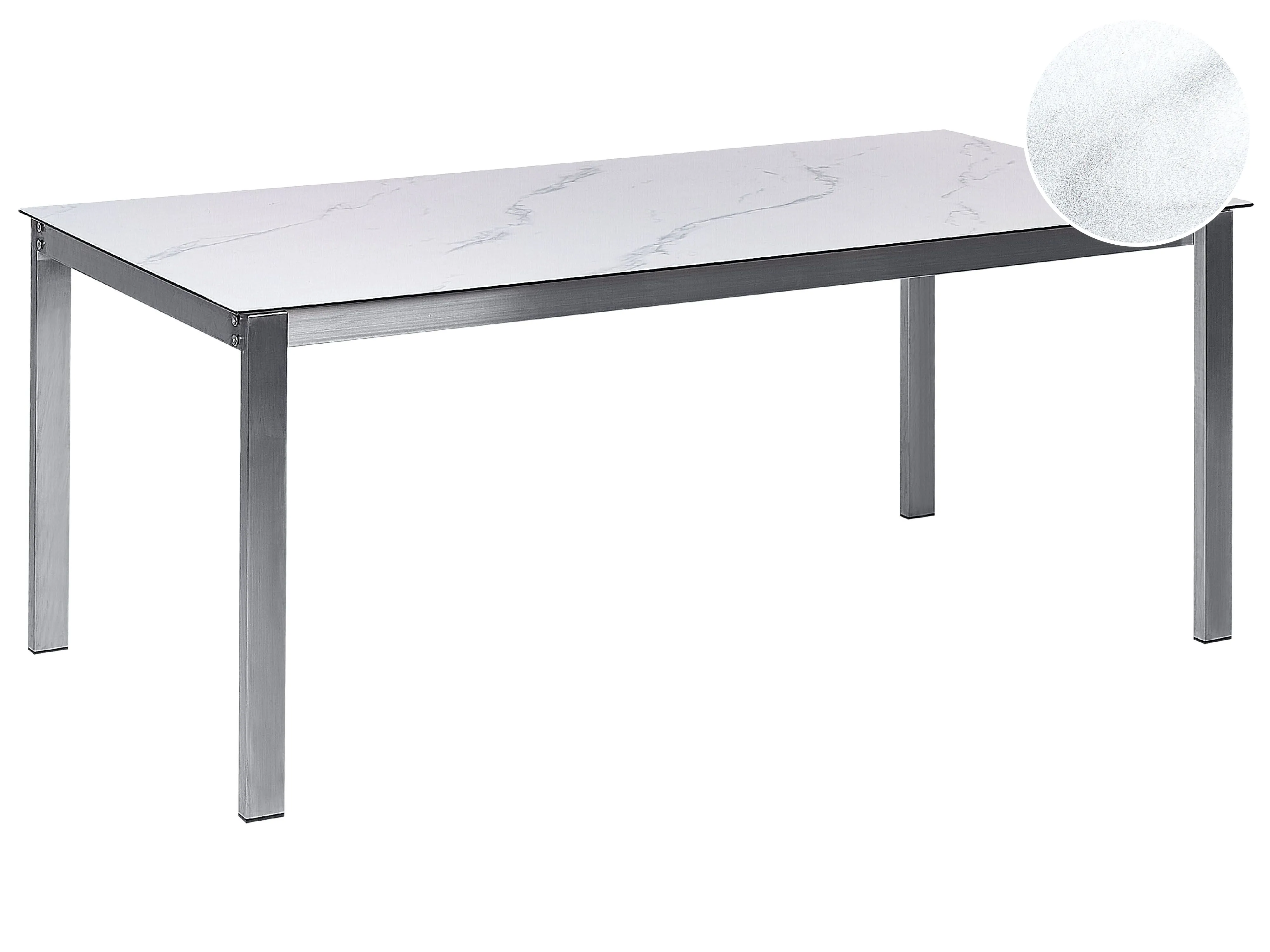 Tuin eettafel COSOLETO 180 cm 90 cm Marmereffect Glas Wit