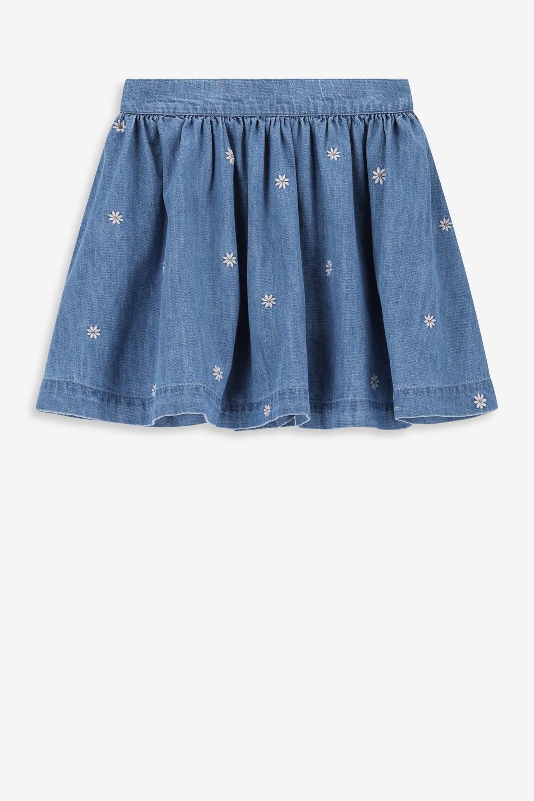 Blauwe rok met madeliefjes embroidery