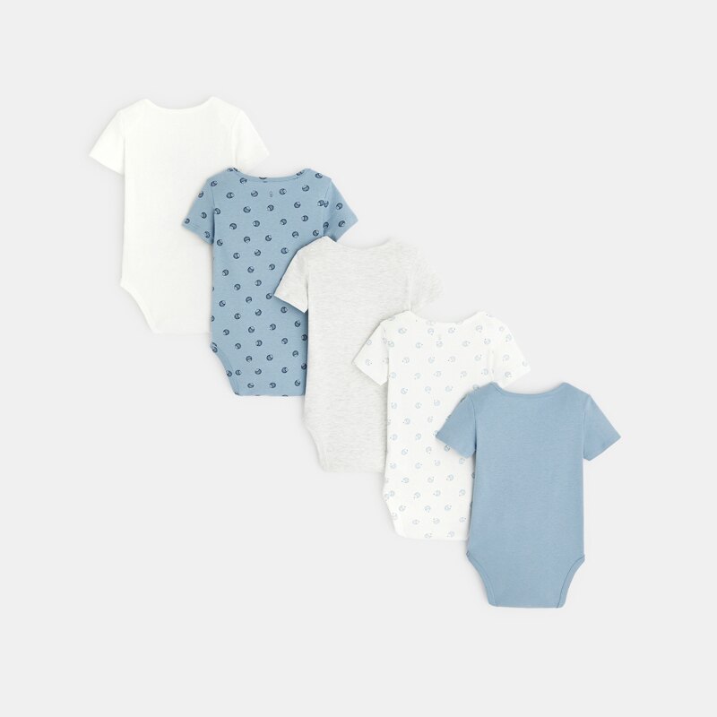 Body manches courtes col US (lot de 5) bleu naissance Bleu