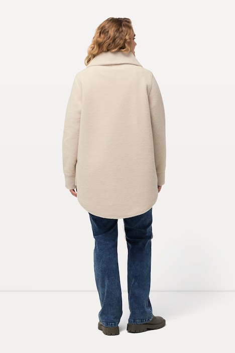 Fleeceshirt, A-Linie, Stehkragen, Zipper, Langarm