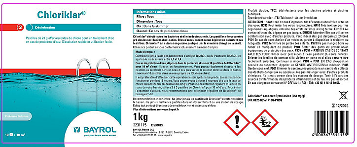 Chlore pastilles Chloriklar Bayrol 1 kg