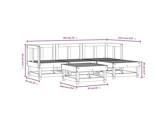 VIDAXL - Salon extérieur Salon de jardin 5 pcs bois massif douglas