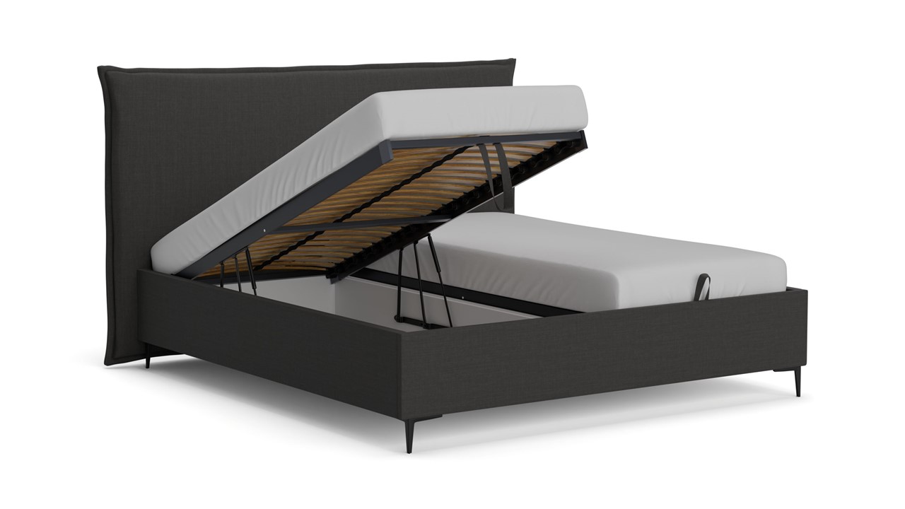 Opbergbed Morgan - Pure touch charcoal
