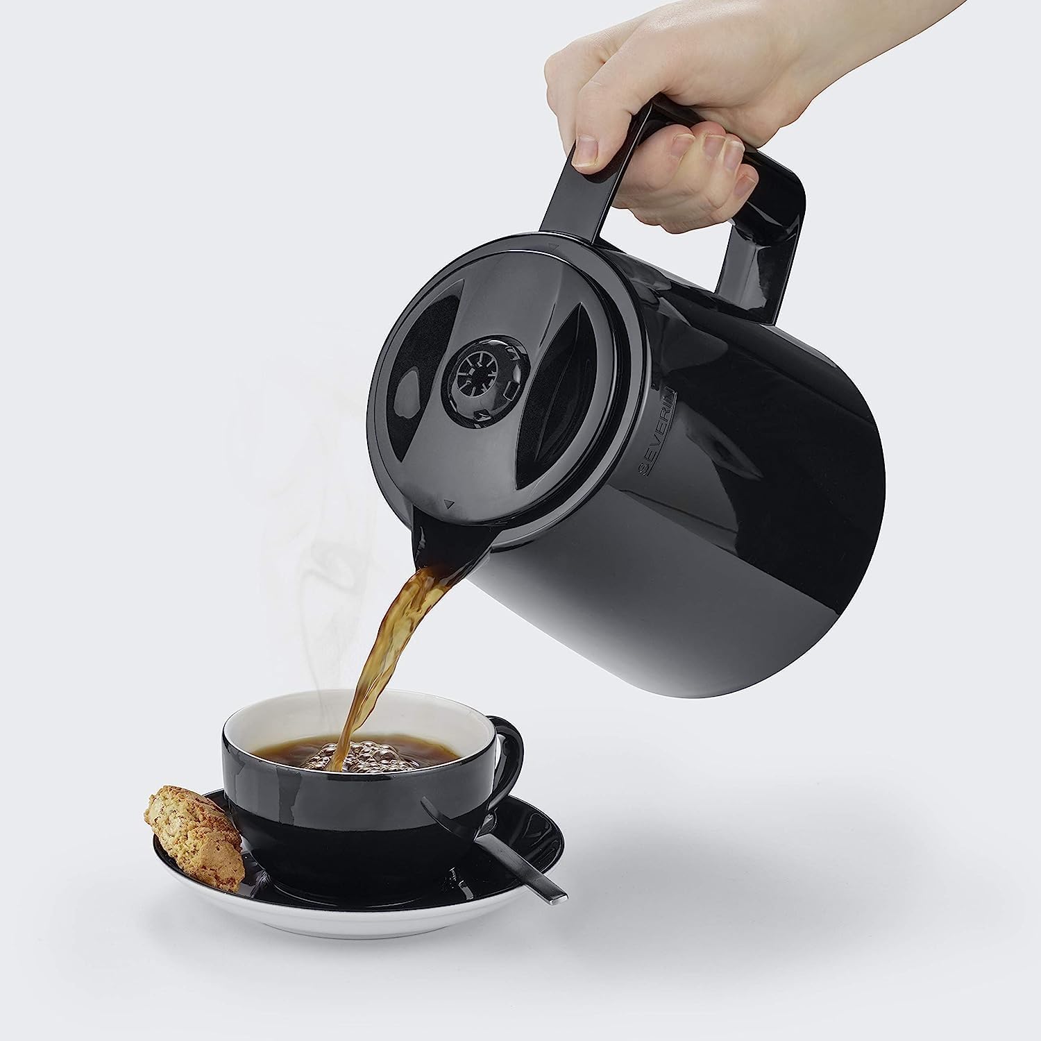 Severin Duo-Filterkaffeemaschine mit Thermokanne, Kaffeemaschine für bis zu 16 Tassen, ansprechende Filtermaschine mit 2 Isolierkannen, schwarz, KA 9315