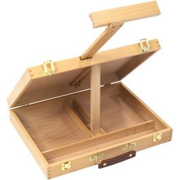 Boîte-chevalet, hêtre, mallette avec poignée