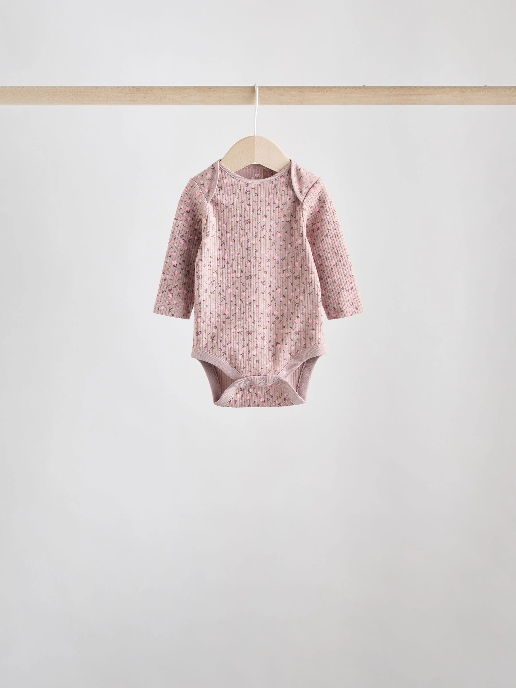 Caramel Brown Ditsy Floral - Set van 5 rompers met lange mouwen