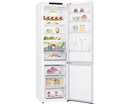 LG GBB62SWGGN koel-vriescombinatie (B x H x D): 59,5 x 203 x 68,2 cm; Koelgedeelte: 277 l; Vriesgedeelte: 107 l; Capaciteit: 5 flessen