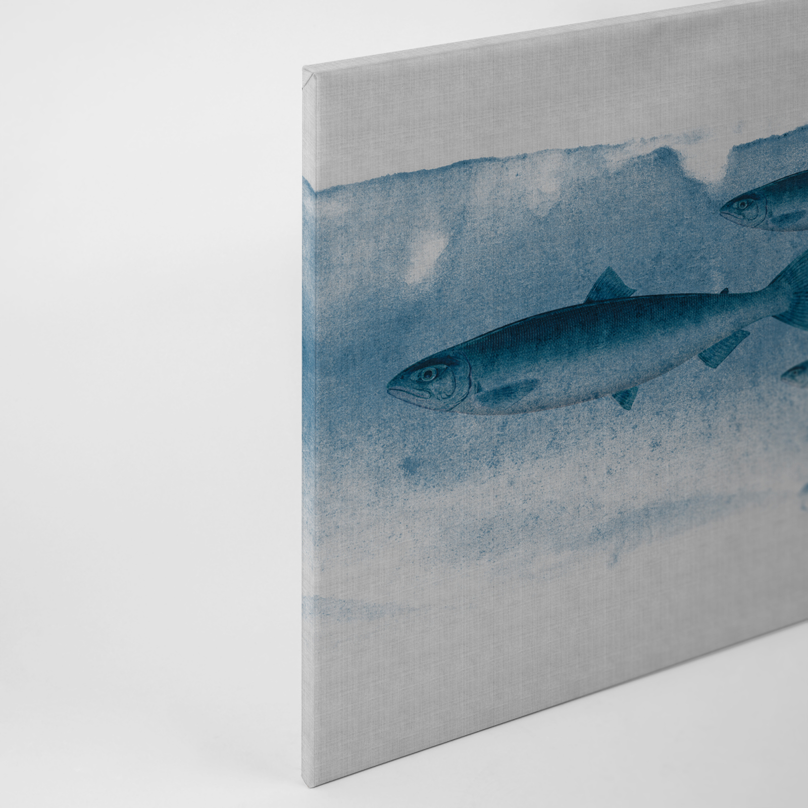Leinwandbild FISCHE - blau-grau - 90x60 cm