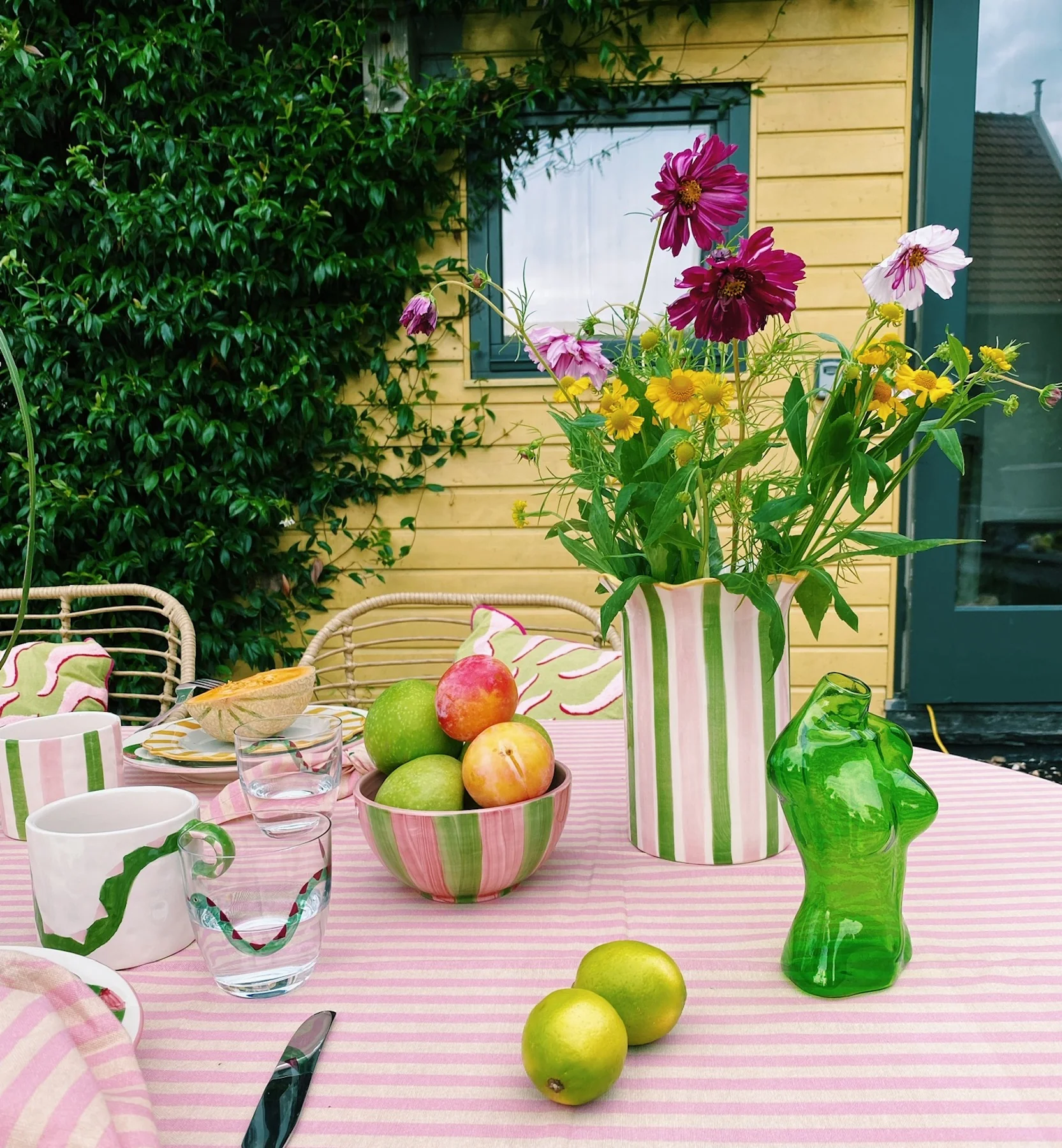 Anna + Nina  Mother Nature glas vase - Grøn