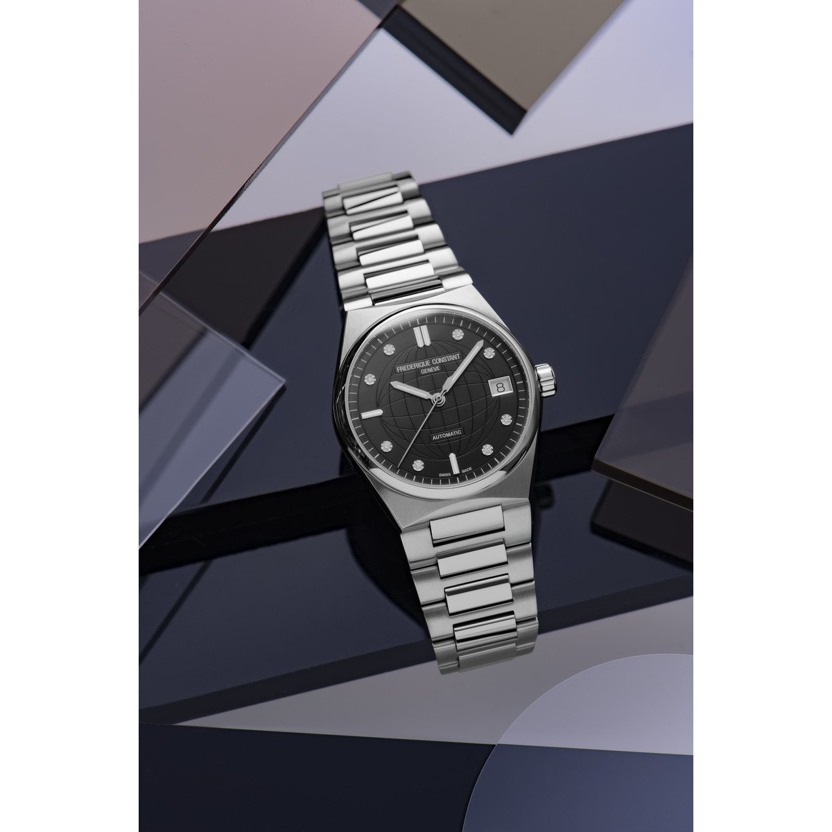 Montre Frédérique Constant femme automatique acier et caoutchouc