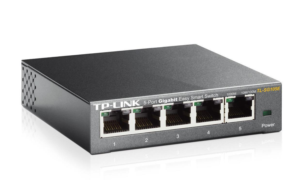Switch Omada Easy Smart 5 x 1G Ports TL-SG105E 5 Port5-Port-Gigabit-Easy-Smart-Switch mit 4 PoE+-Ports